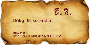 Béky Nikoletta névjegykártya