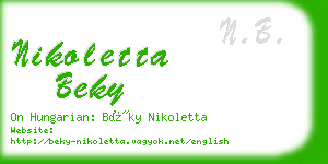 nikoletta beky business card